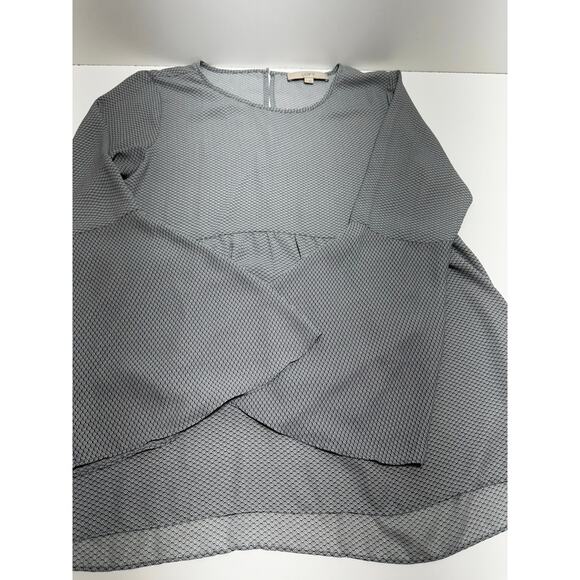 Ann Taylor Loft Top Sz S Gray Bell Sleeve Lightweight Popover Blouse - Picture 5 of 8
